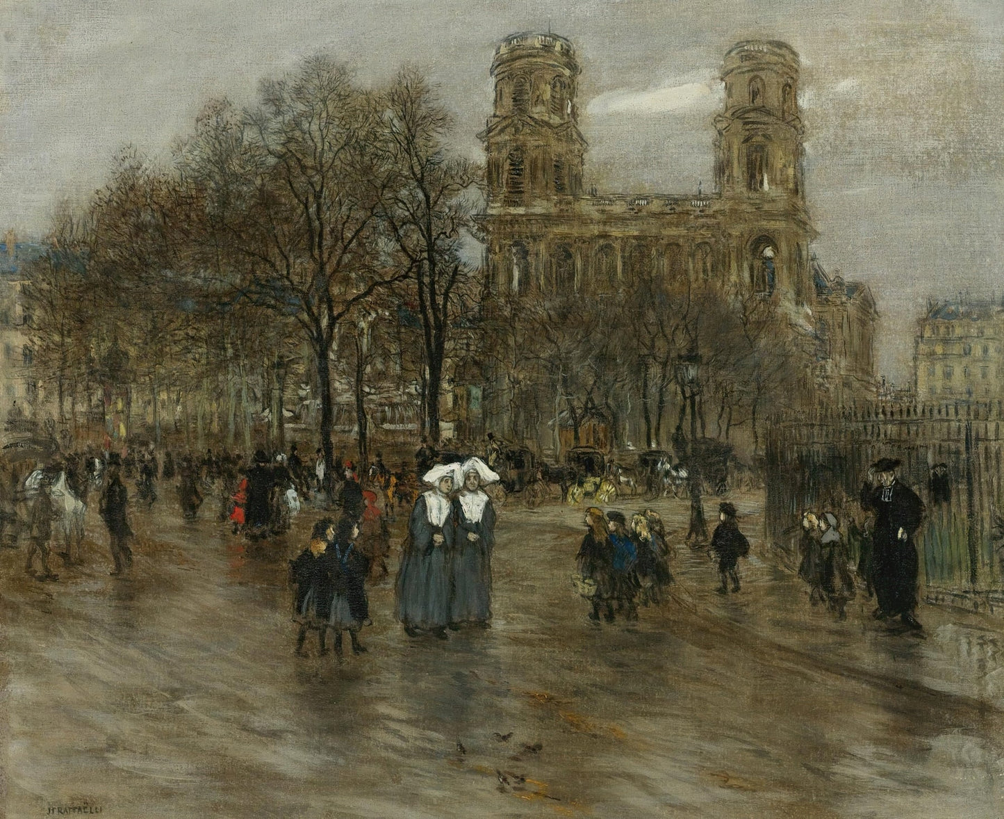 Place St. Sulpice, Paris by Jean François Raffaëlli