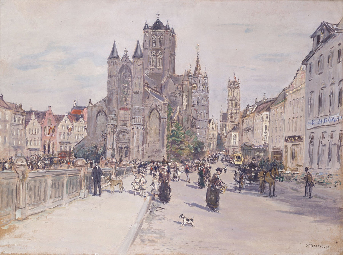 View of Saint Nicholas’ Church in Ghent by Jean François Raffaëlli