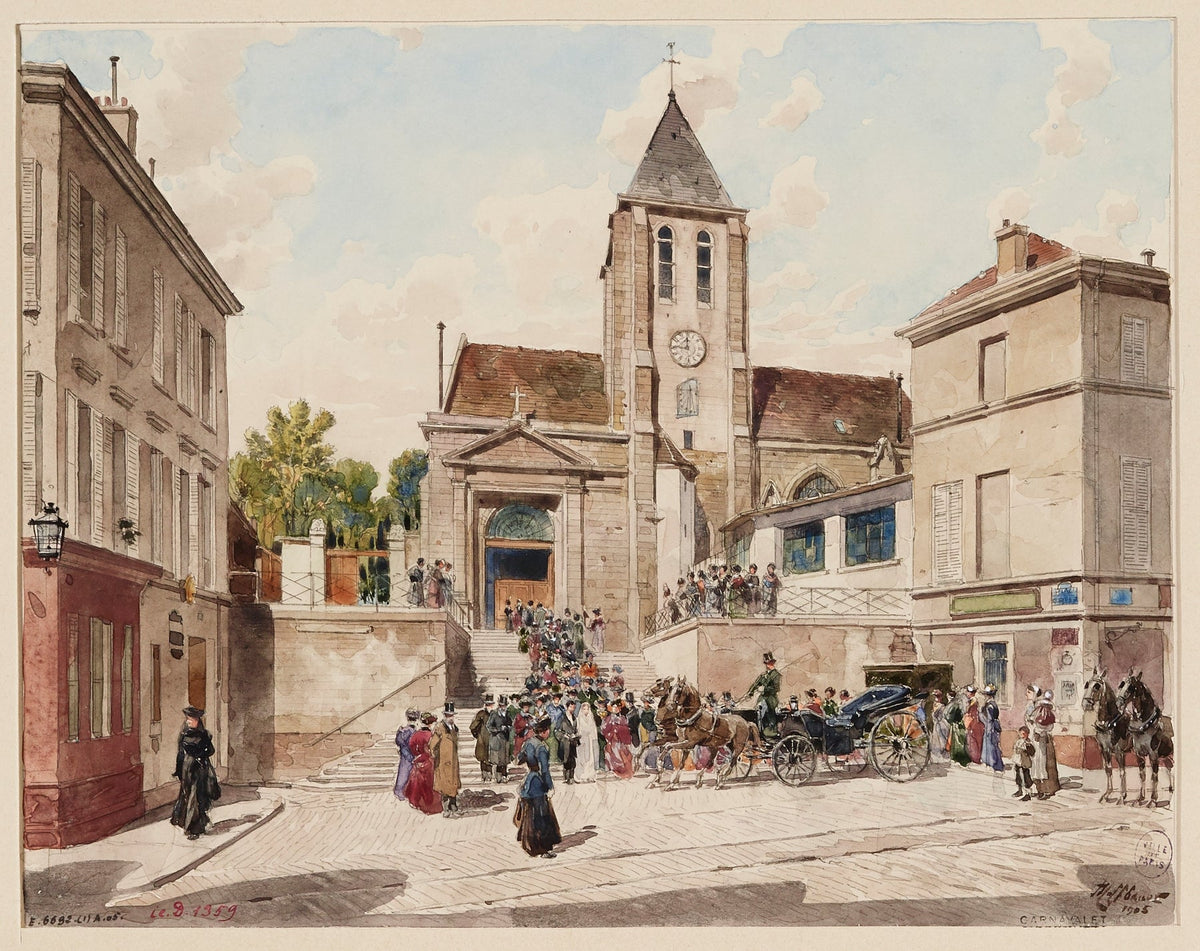 L’Église de Saint Germain de Charonne; 4. Place Saint Blaise et 119 Rue de Bagnolet La Sortie d’un Mariage by Frédéric Houbron