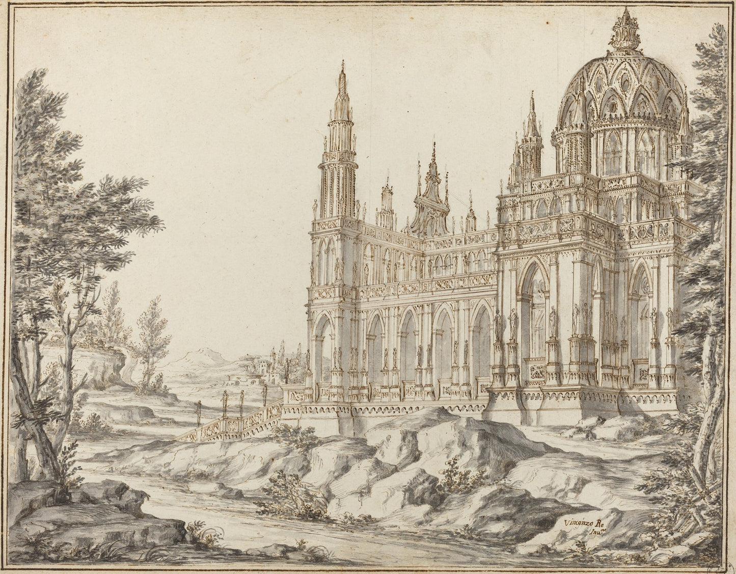 Cathedral in a Landscape by Vincenzo dal Re