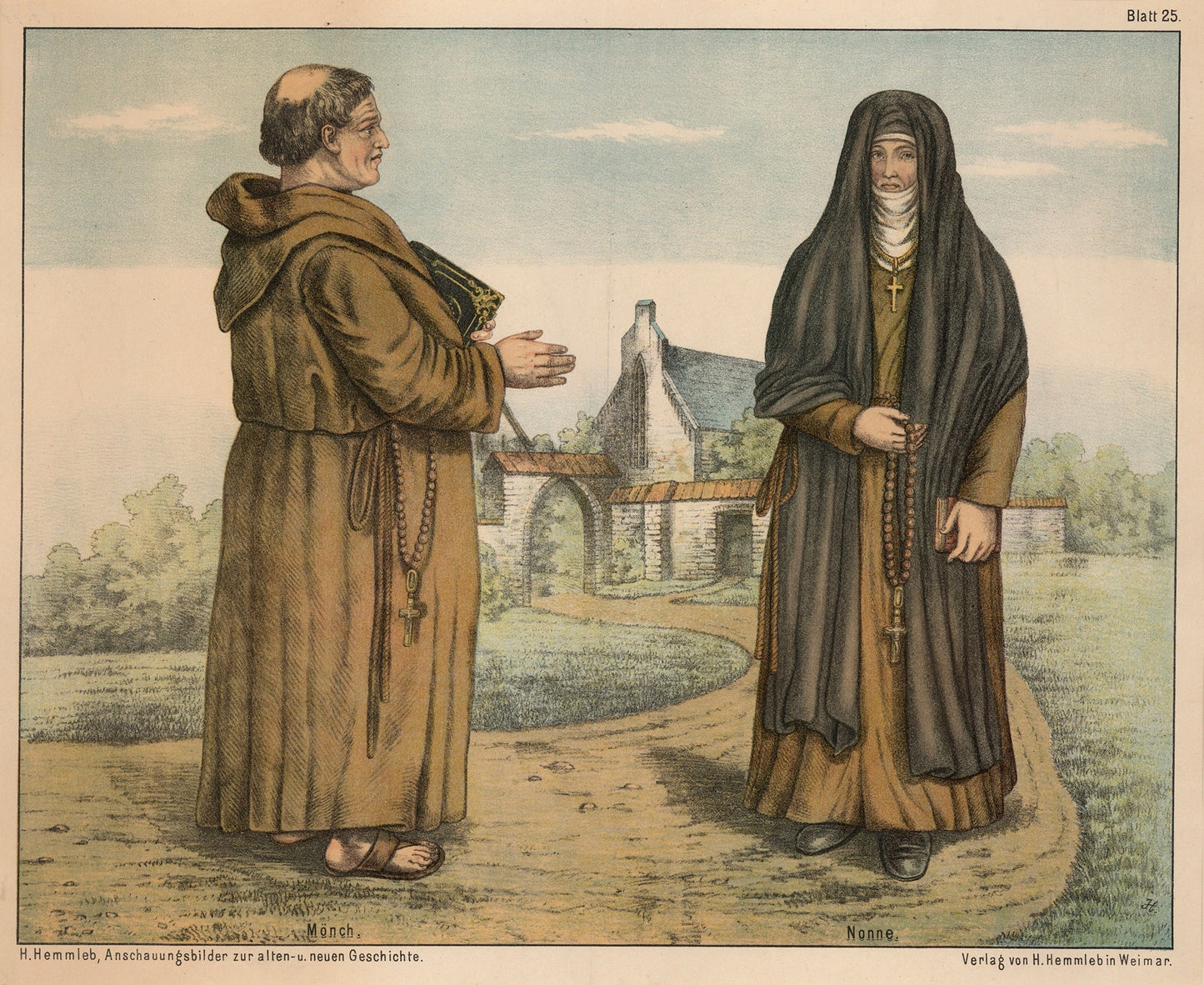 Mönch. Nonne Catholic artwork