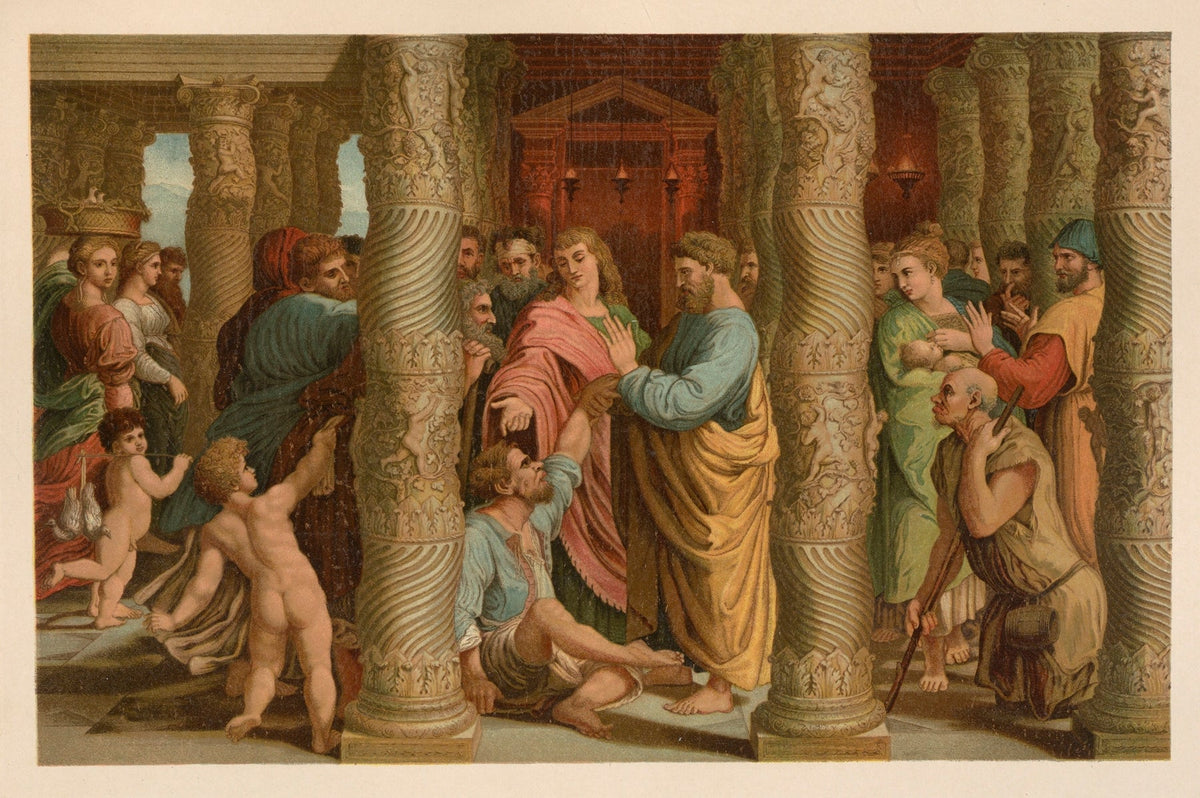 Healing of the man lame from birth Catholic artwork