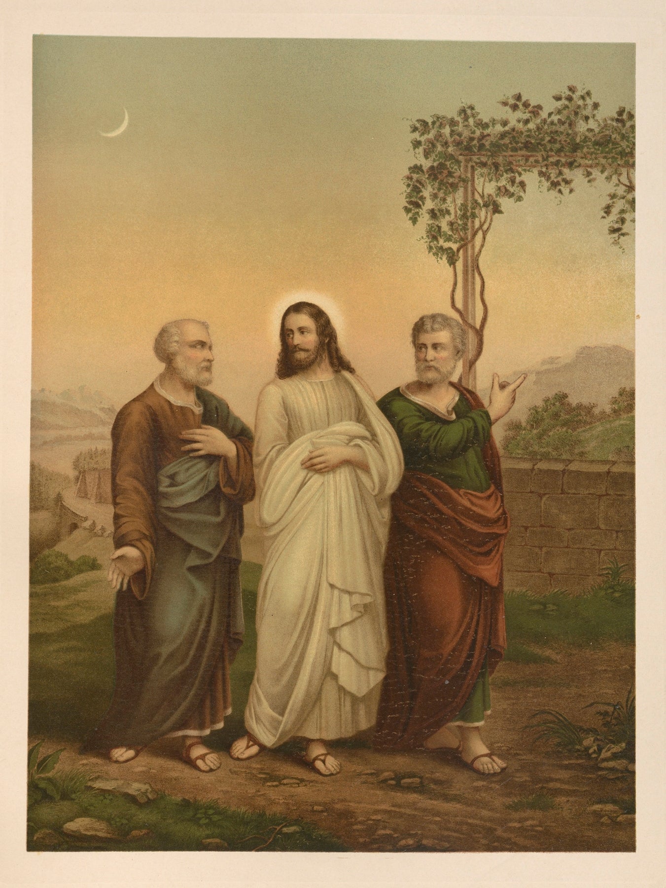 Christ walking with his disciples to Emmaus Catholic artwork