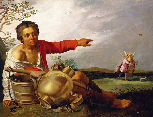 Shepherd Boy Pointing at Tobias and the Angel by Abraham Bloemaert