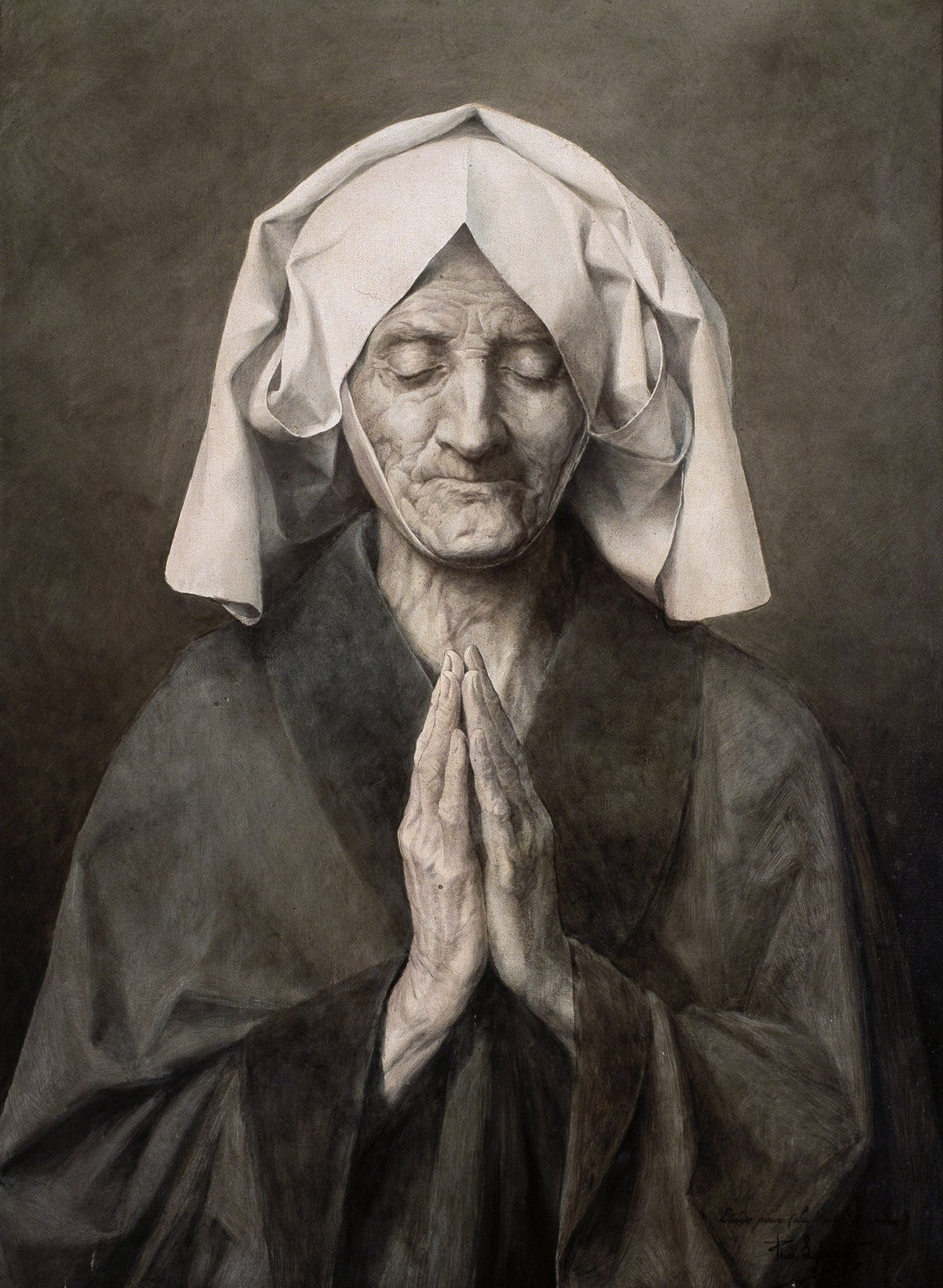 Praying Woman Study for Old Flanders by Théophile Marie François Lybaert