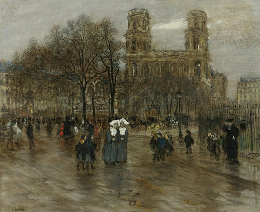 Place St. Sulpice, Paris by Jean François Raffaëlli