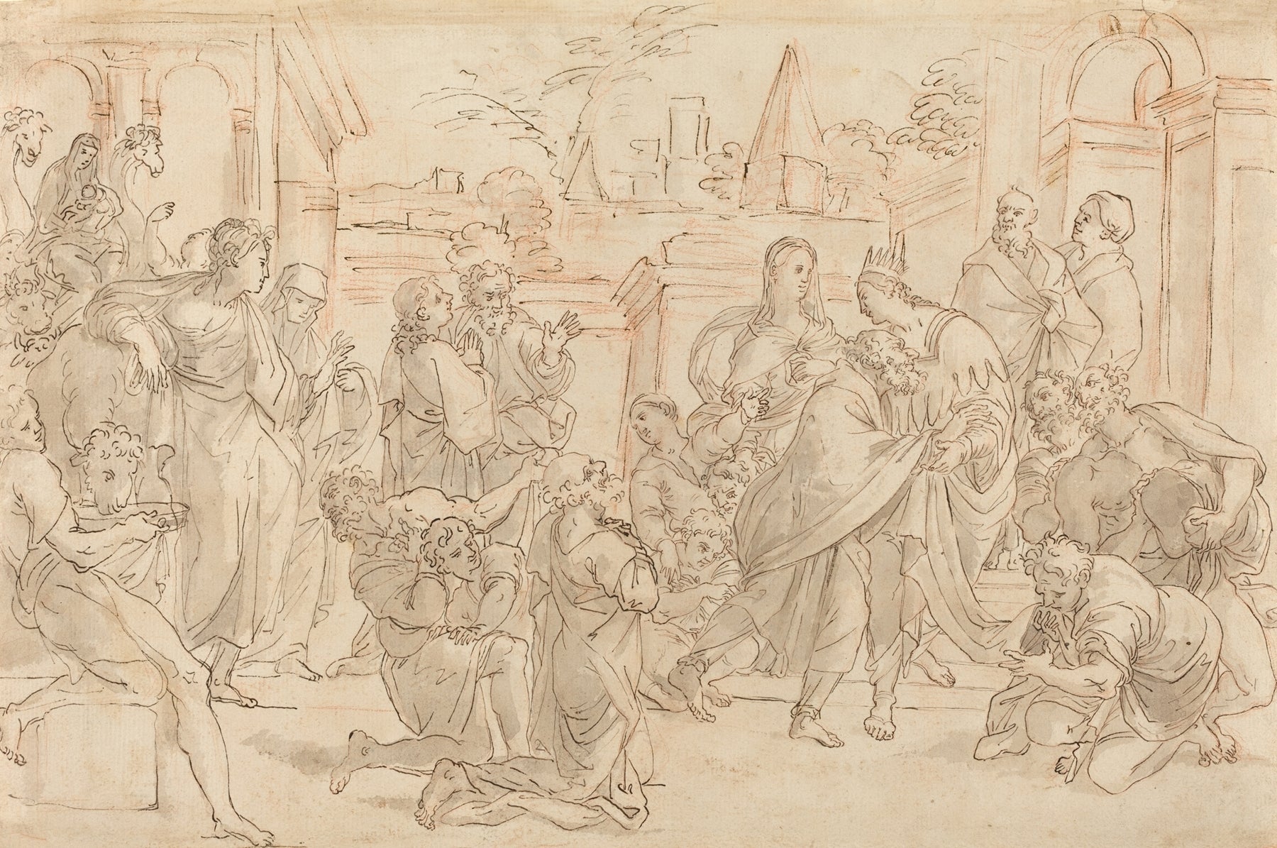 Joseph and His Brother in Egypt Verso by Italian School