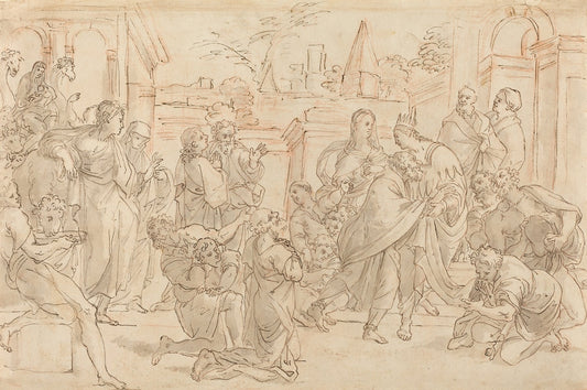 Joseph and His Brother in Egypt Verso by Italian School