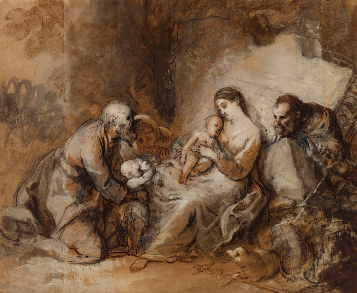 La Sainte Famille avec Saint Jean Baptiste Sainte Elisabeth et Saint Zacharie by Johann Anton de Peters