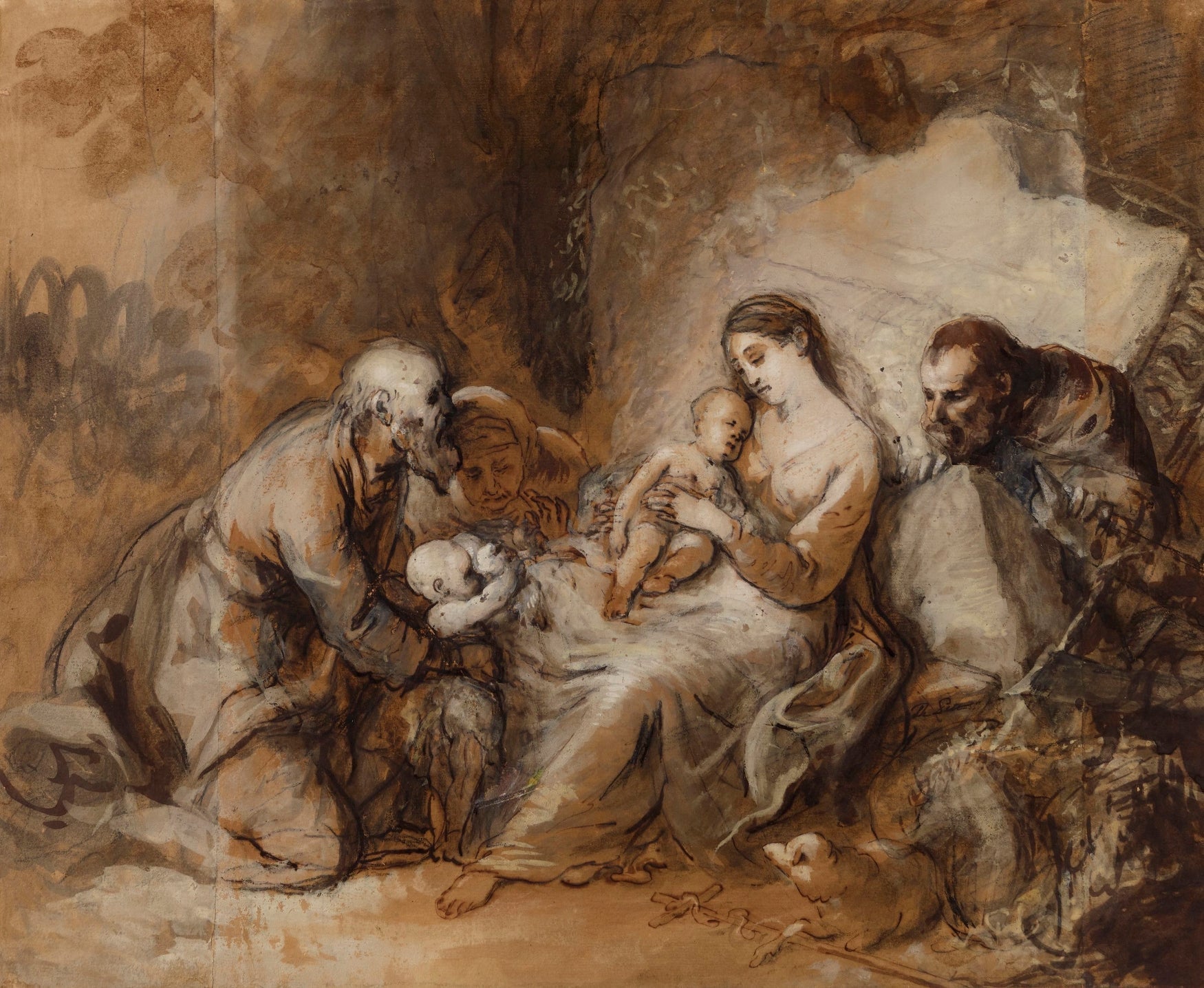 La Sainte Famille avec Saint Jean Baptiste Sainte Elisabeth et Saint Zacharie by Johann Anton de Peters