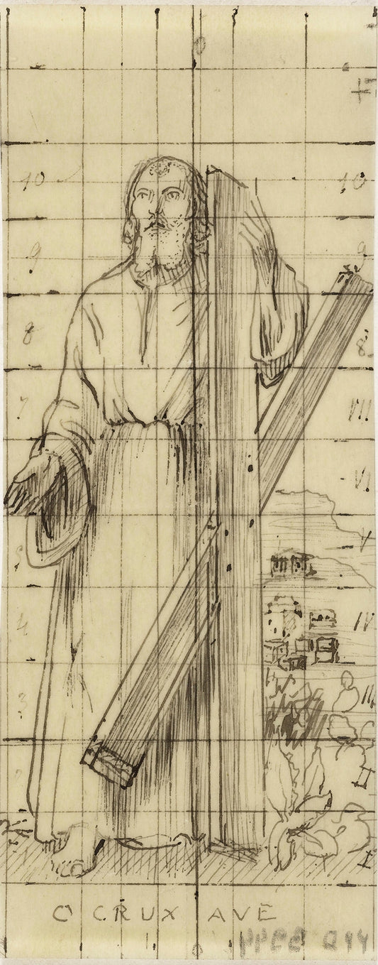 Projet de dessin de Saint André réalisé pour l’abbé Robineau: Saint André devant un paysage by Arthur-Joseph Gueniot