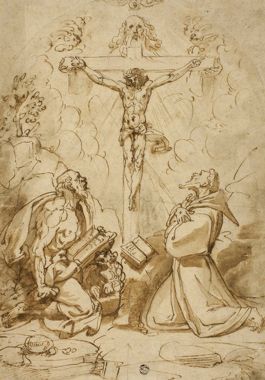 Saints Jerome and Francis of Assisi Adoring the Trinity by Bartolomeo Passarotti