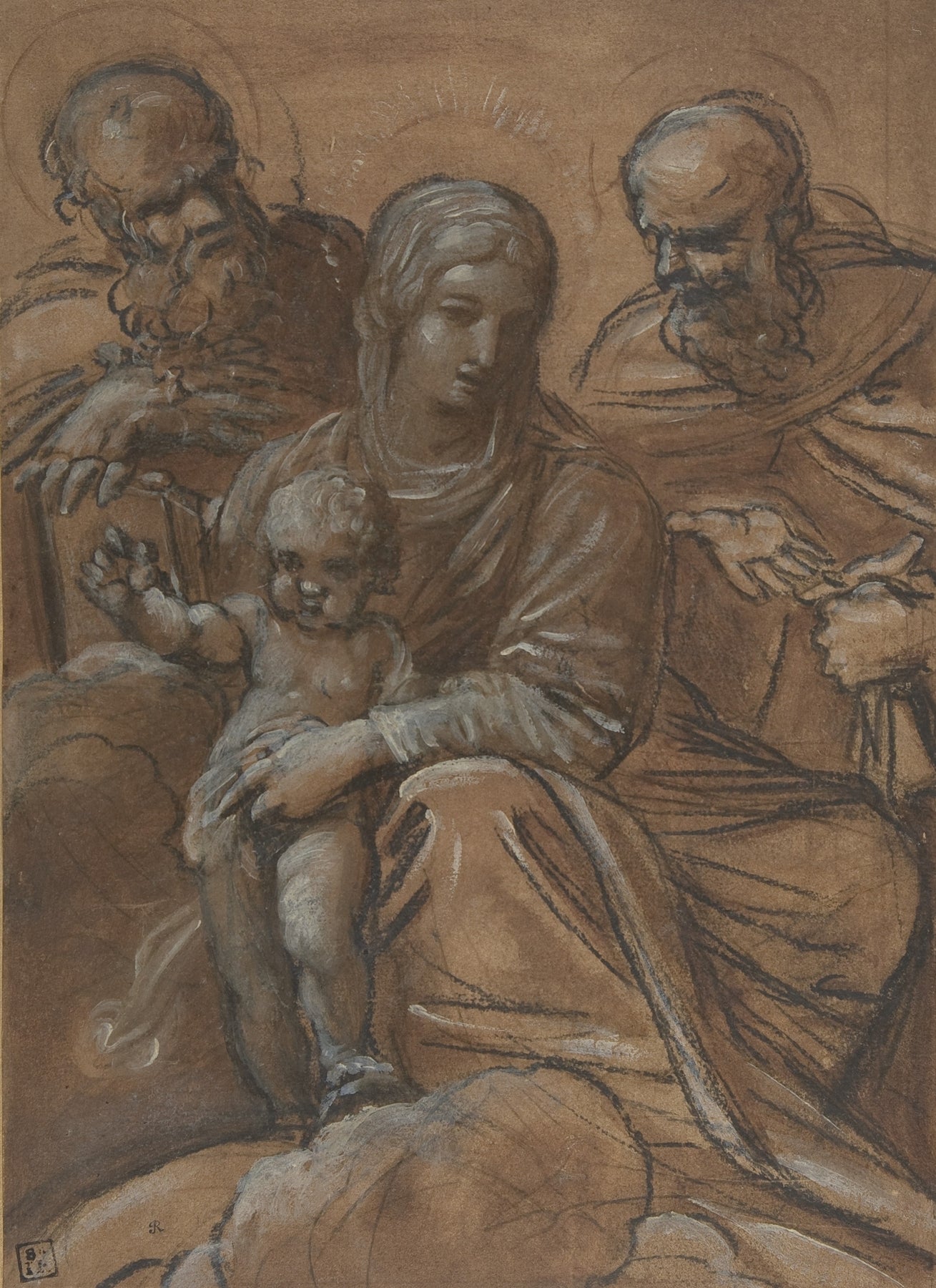The Virgin and Child with Two Male Saints by Giacomo Cavedone