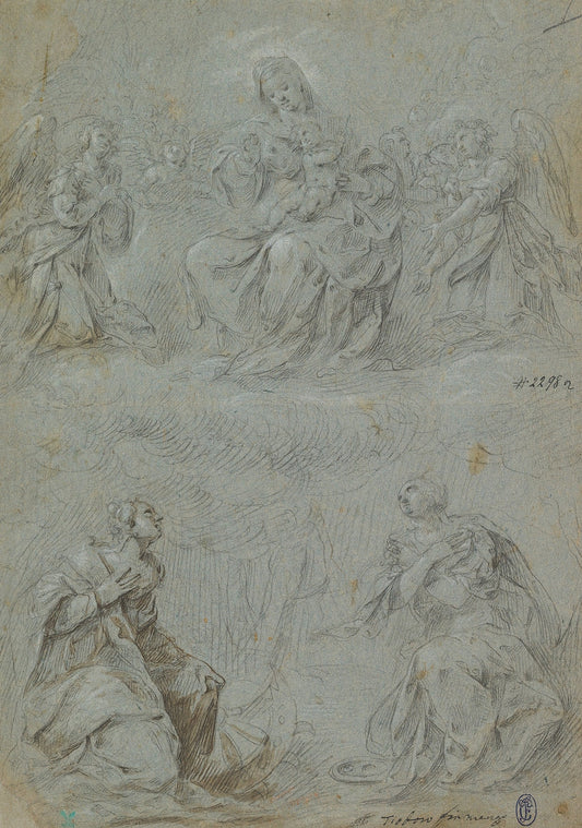 The Virgin and Child in Glory Adored by Saints Catherine and Lucy by Dirck Hendricksz.