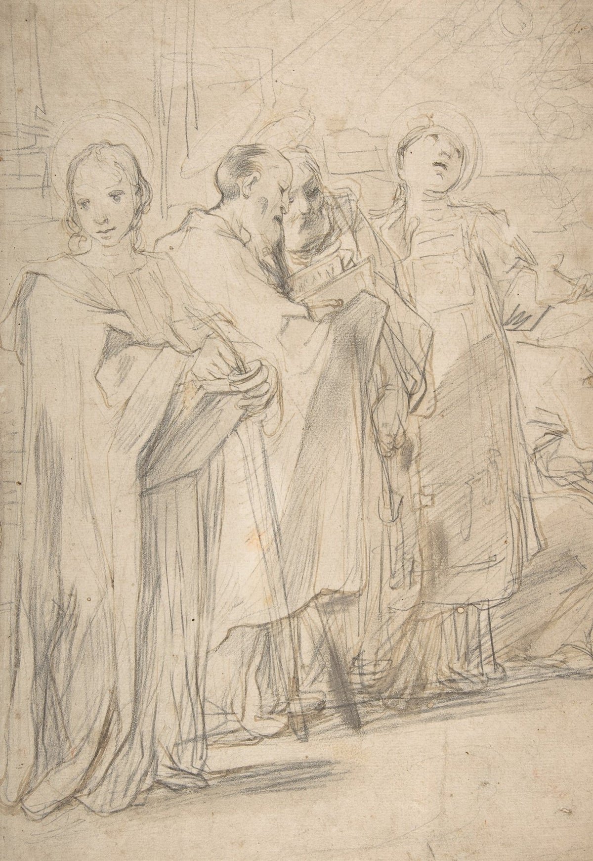 Saints John the Evangelist Paul Peter and Stephen by Ferraù Fenzoni 