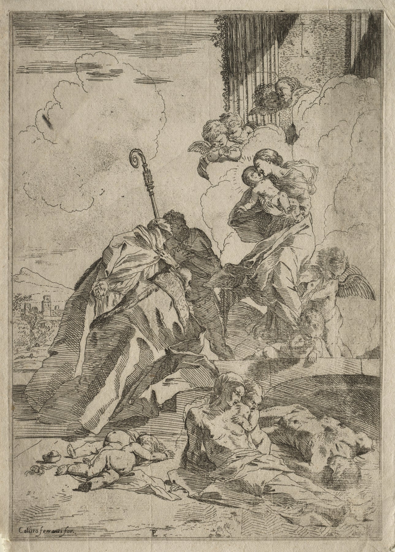 Three Lucchese Saints Interceding with the Virgin for the Victims of the Plague by Pietro Testa