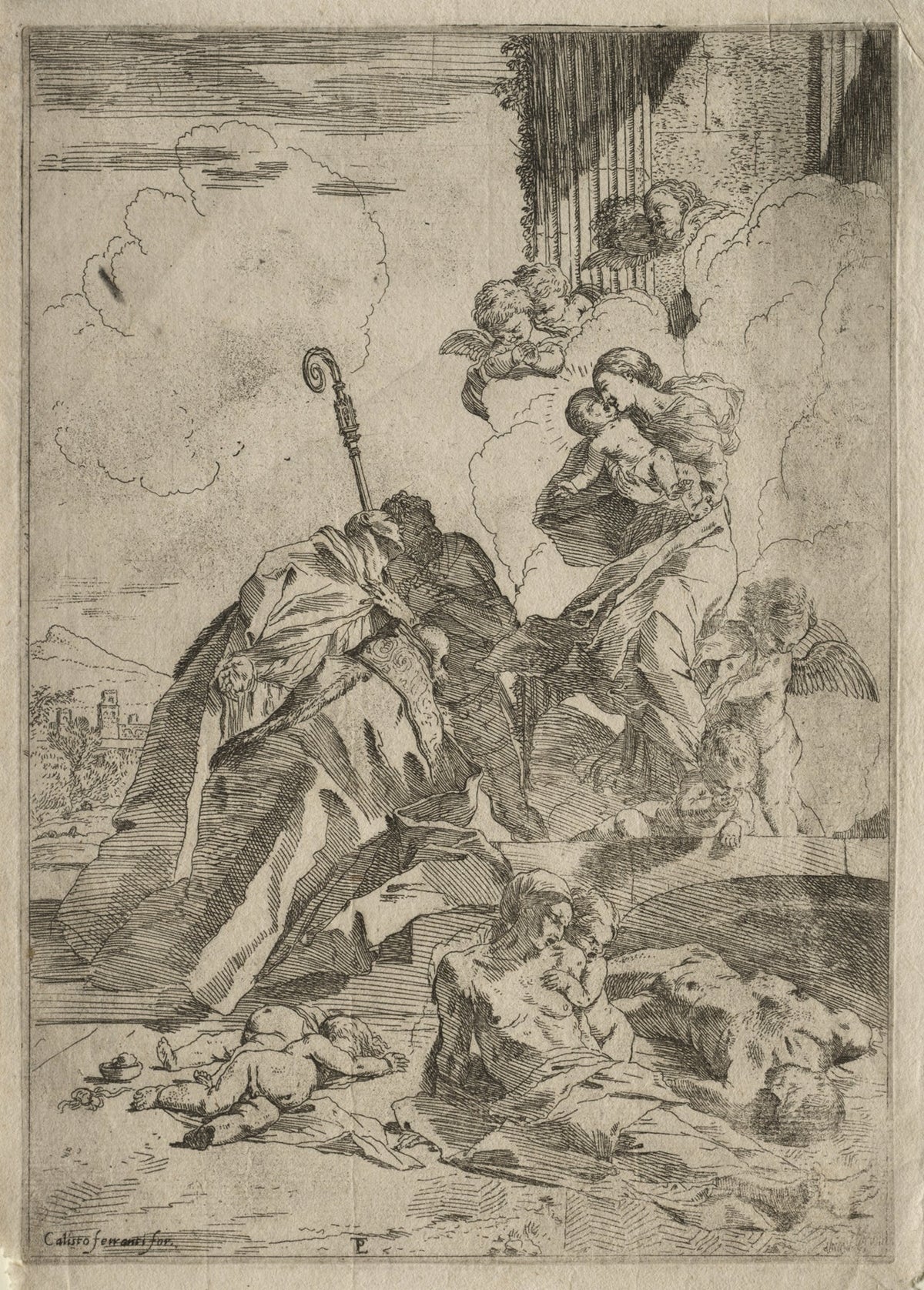 Three Lucchese Saints Interceding with the Virgin for the Victims of the Plague by Pietro Testa