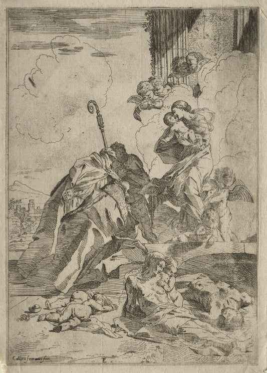 Three Lucchese Saints Interceding with the Virgin for the Victims of the Plague by Pietro Testa