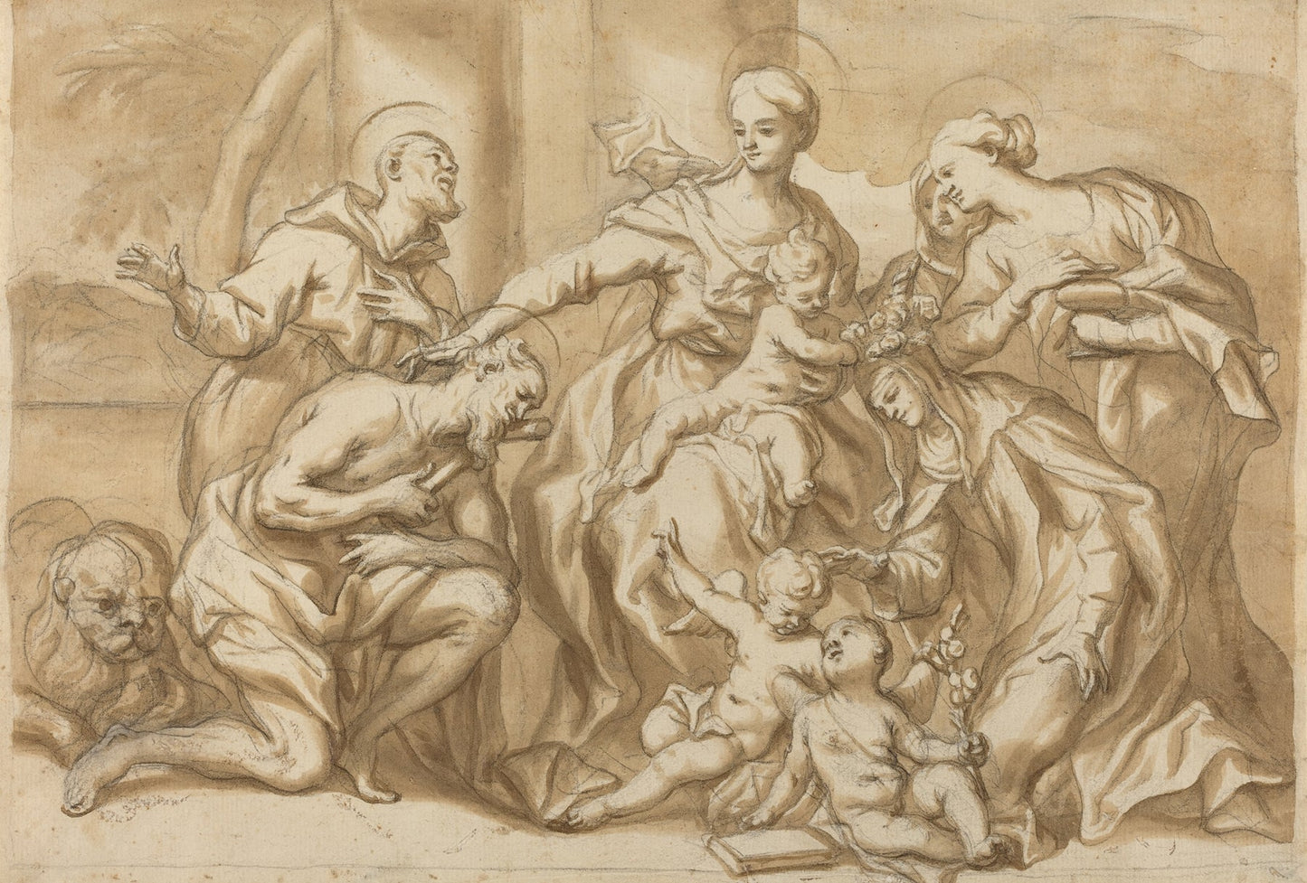 Madonna Surrounded by Saints by Domenico Piola