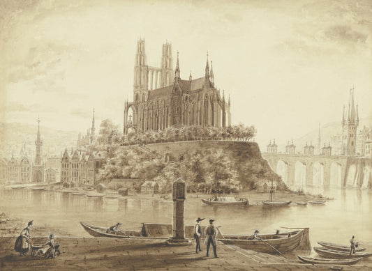 Gotischer Dom Von Einem Flus Umgeben in Einer Stadt by Ludwig Daniel Philipp Schmidt