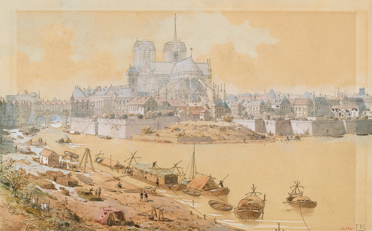 La Cathedrale Notre Dame et Le Palais de Larcheveche En by Fédor Hoffbauer