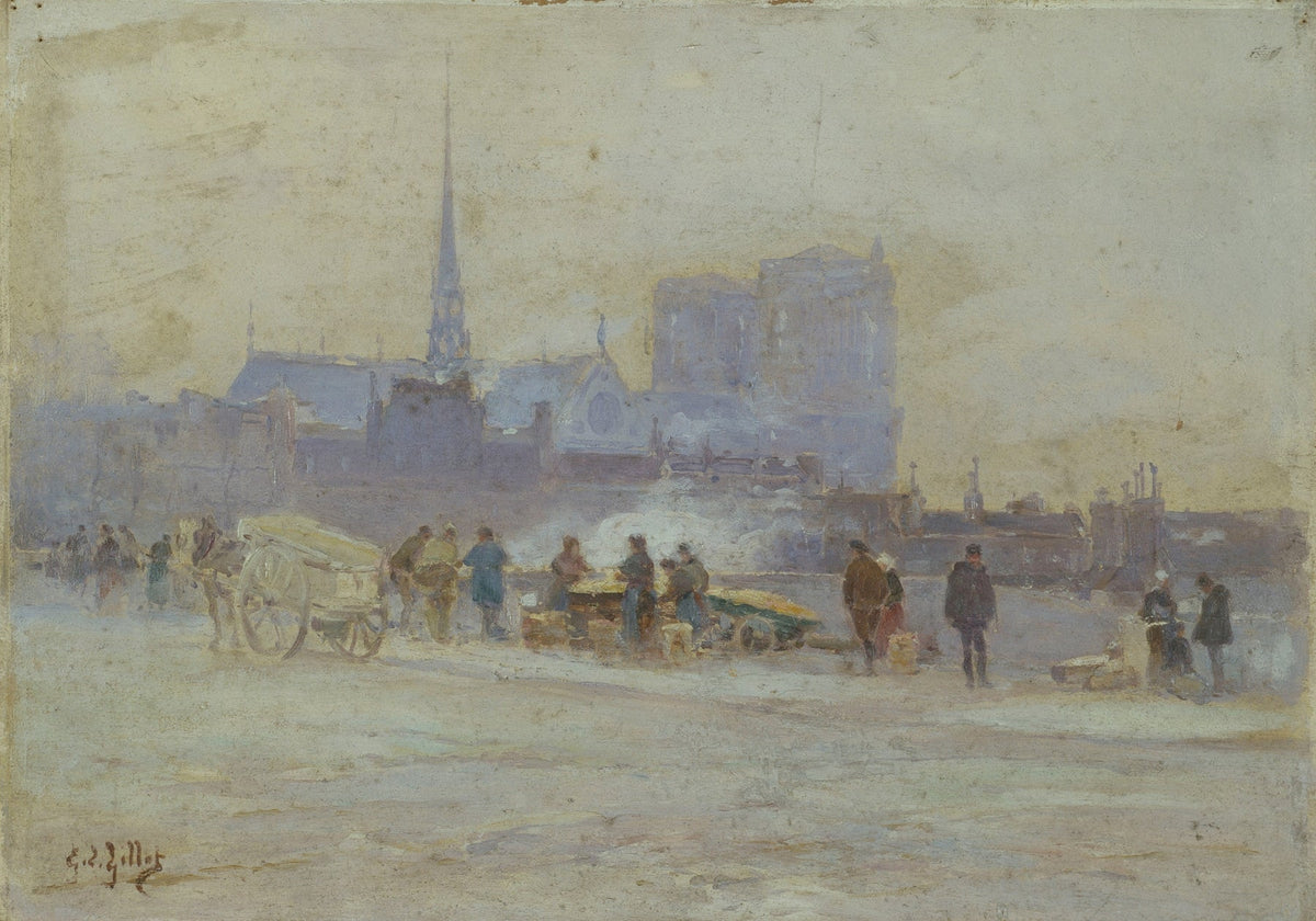Notre Dame Vue du Quai de l’Hôtel de Ville by Eugène Louis Gillot