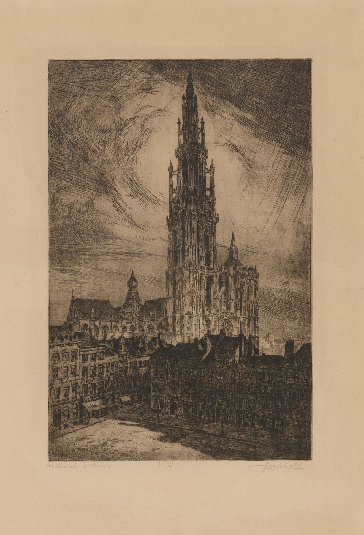 De Kathedraal Van Antwerpen Gezien Van de Grote Markt by Louis-Joseph van Peteghem