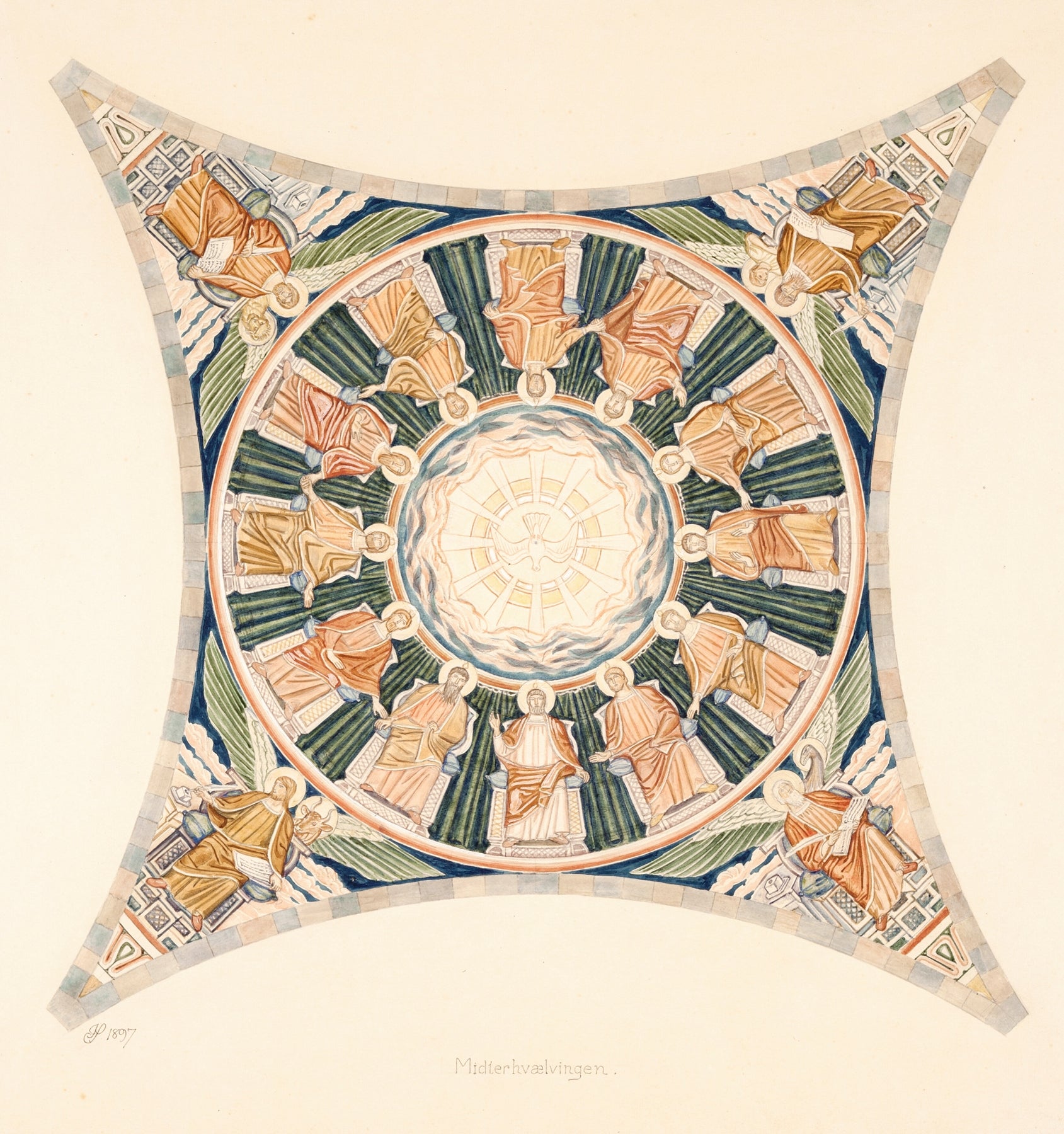 Udkast Til Freskerne I Viborg Domkirke Midterhvaelvingen by Joakim Skovgaard