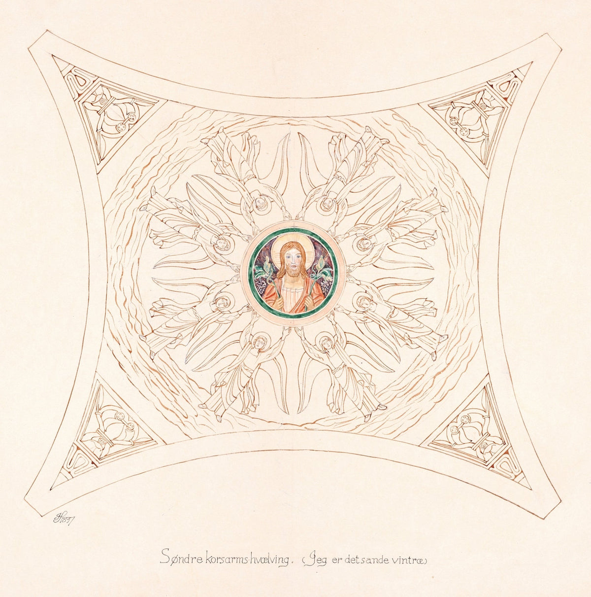 Udkast Til Freskerne I Viborg Domkirke Sondre Korsarms Hvaelvning by Joakim Skovgaard