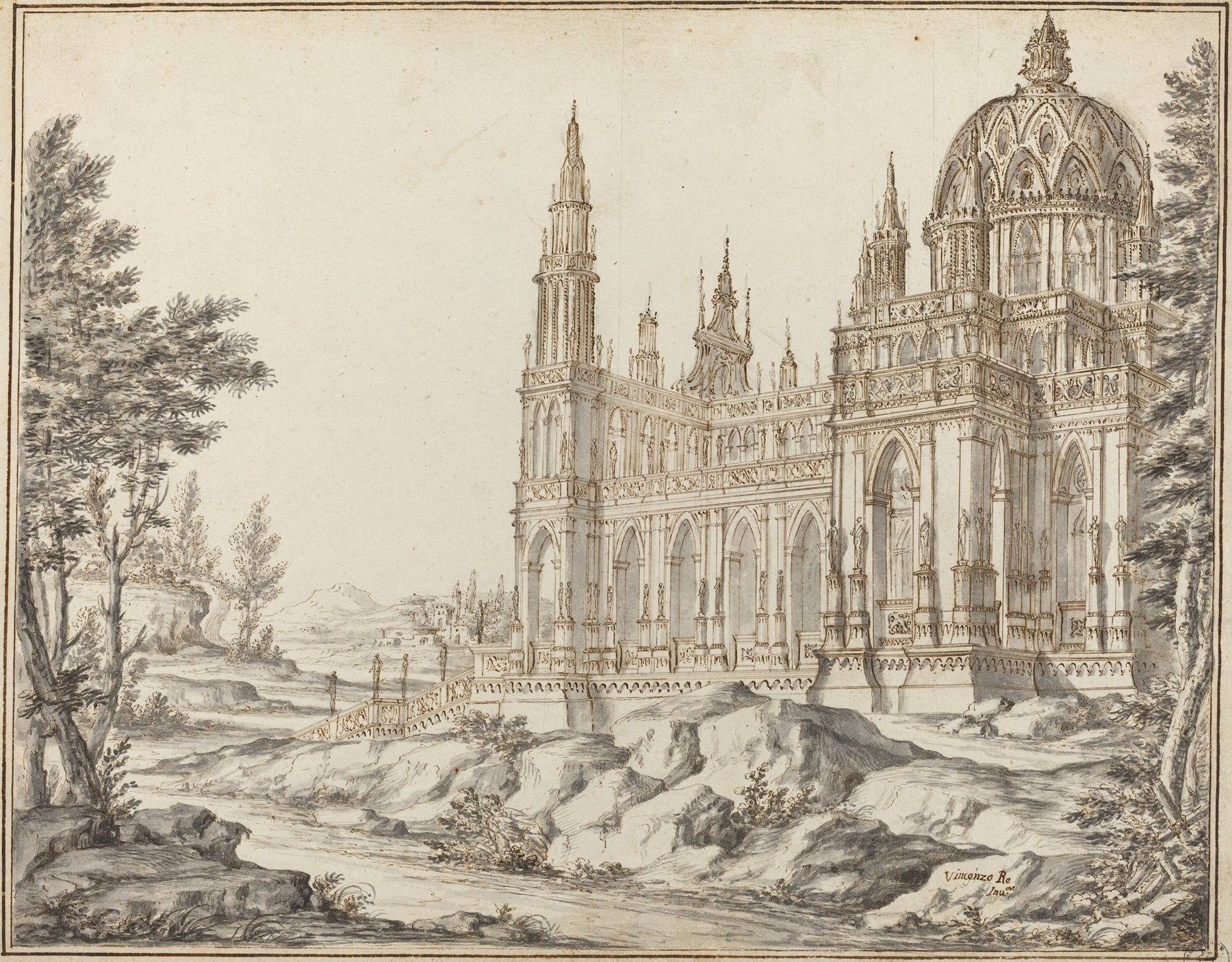 Cathedral in a Landscape by Vincenzo dal Re