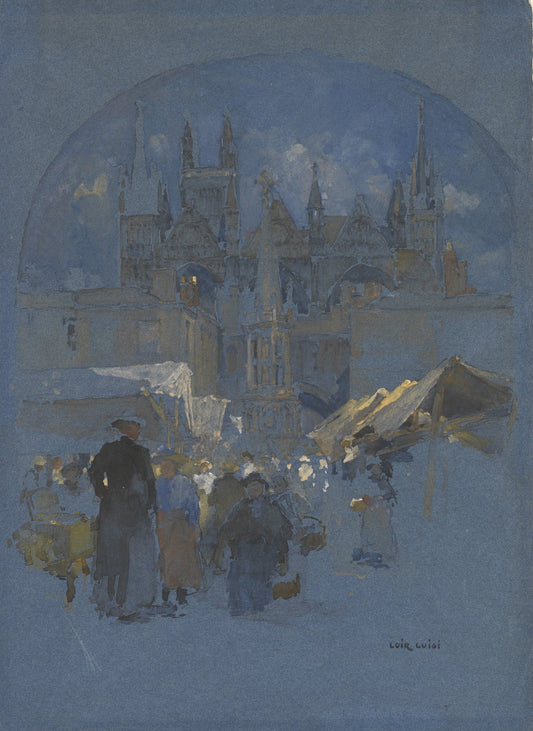 A Market Square Before a Cathedral by Luigi Loir