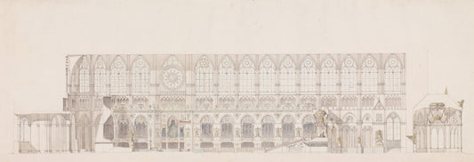 Cross Section of the Nave of Reims Cathedral Decorated for the Coronation of King Louis Xviii by Charles Percier