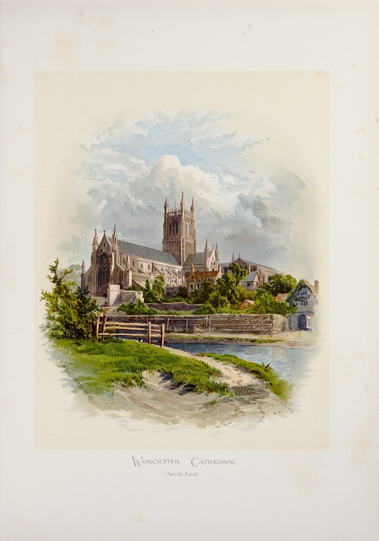 Worcester Cathedral from the North East Catholic artwork