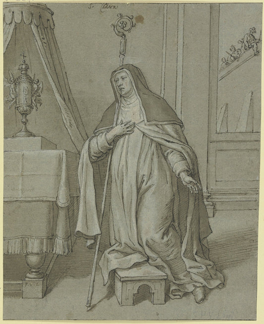 Die Heilige Klara von Assisi vor der Hostie kniend Catholic artwork