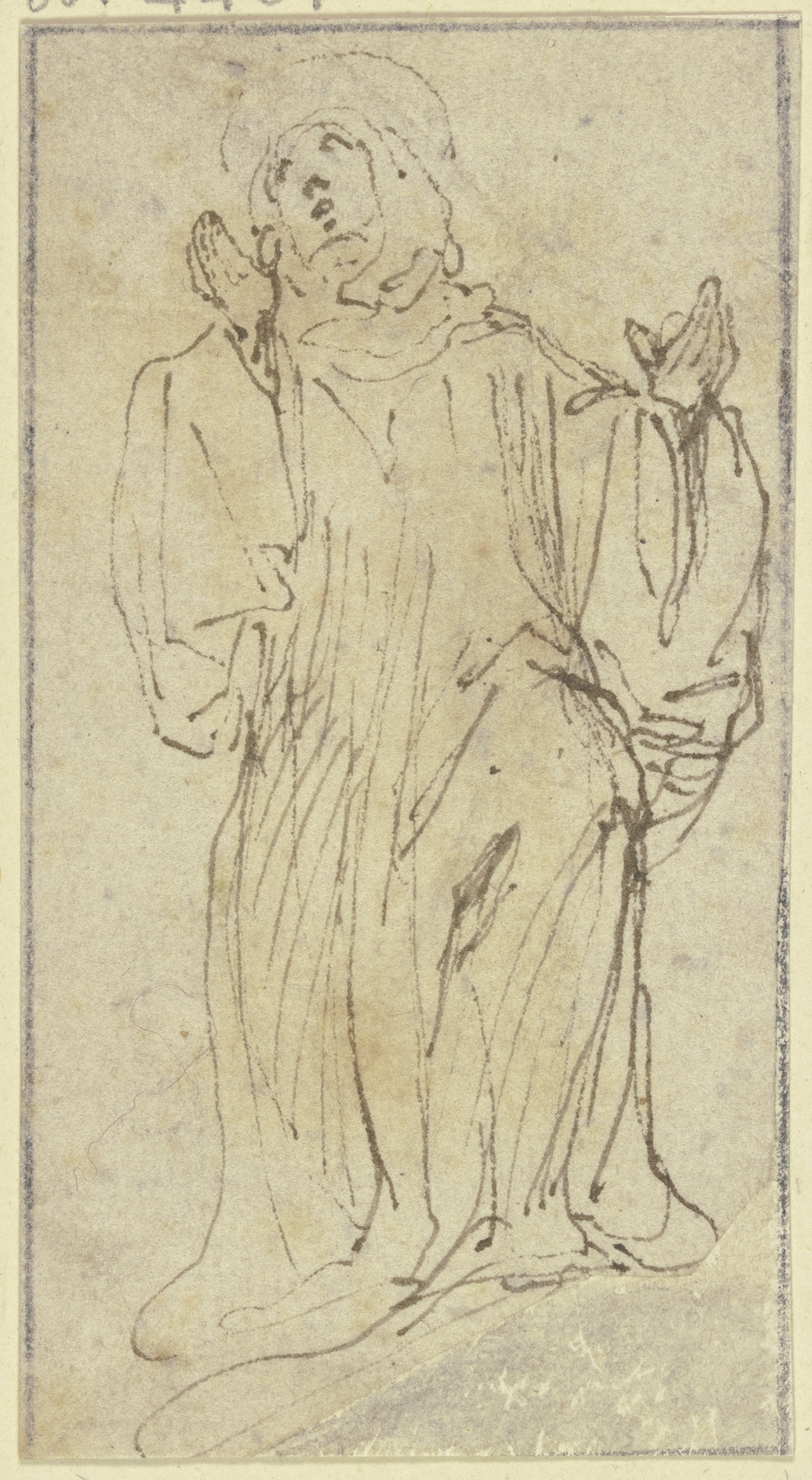 Kneeling nun Catholic artwork