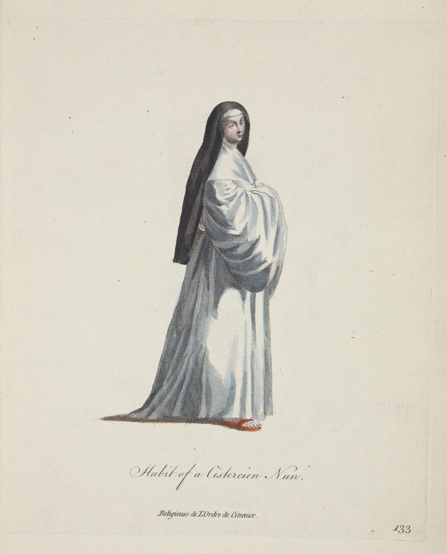 Habit of a Cistercian nun. Religieuse de l’Ordre de Citeaux. Catholic artwork