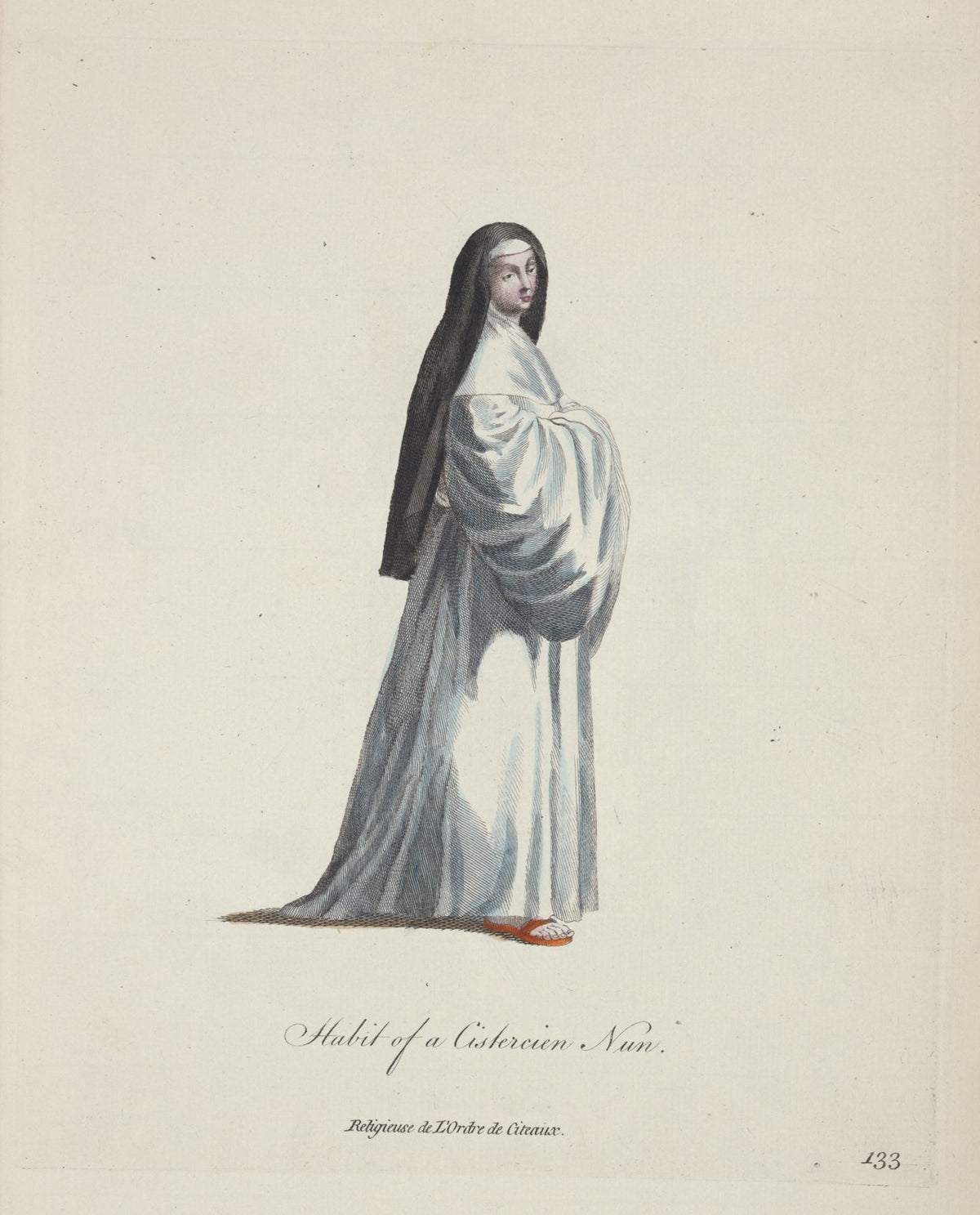 Habit of a Cistercian nun. Religieuse de l’Ordre de Citeaux. Catholic artwork