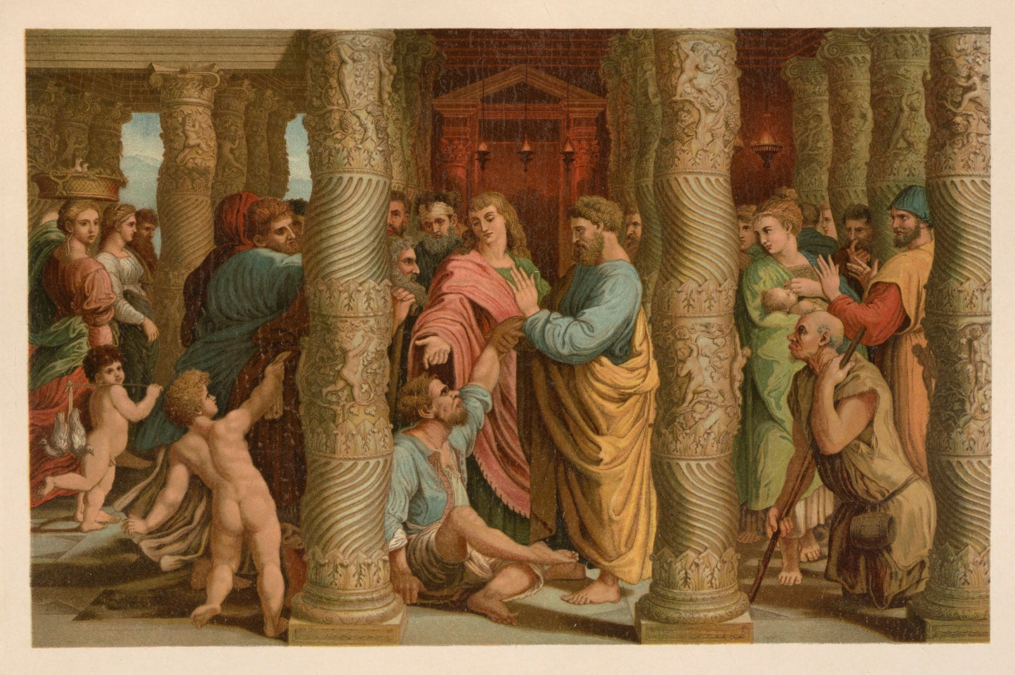 Healing of the man lame from birth Catholic artwork