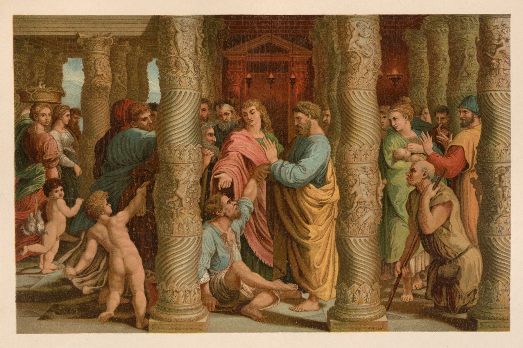Healing of the man lame from birth Catholic artwork