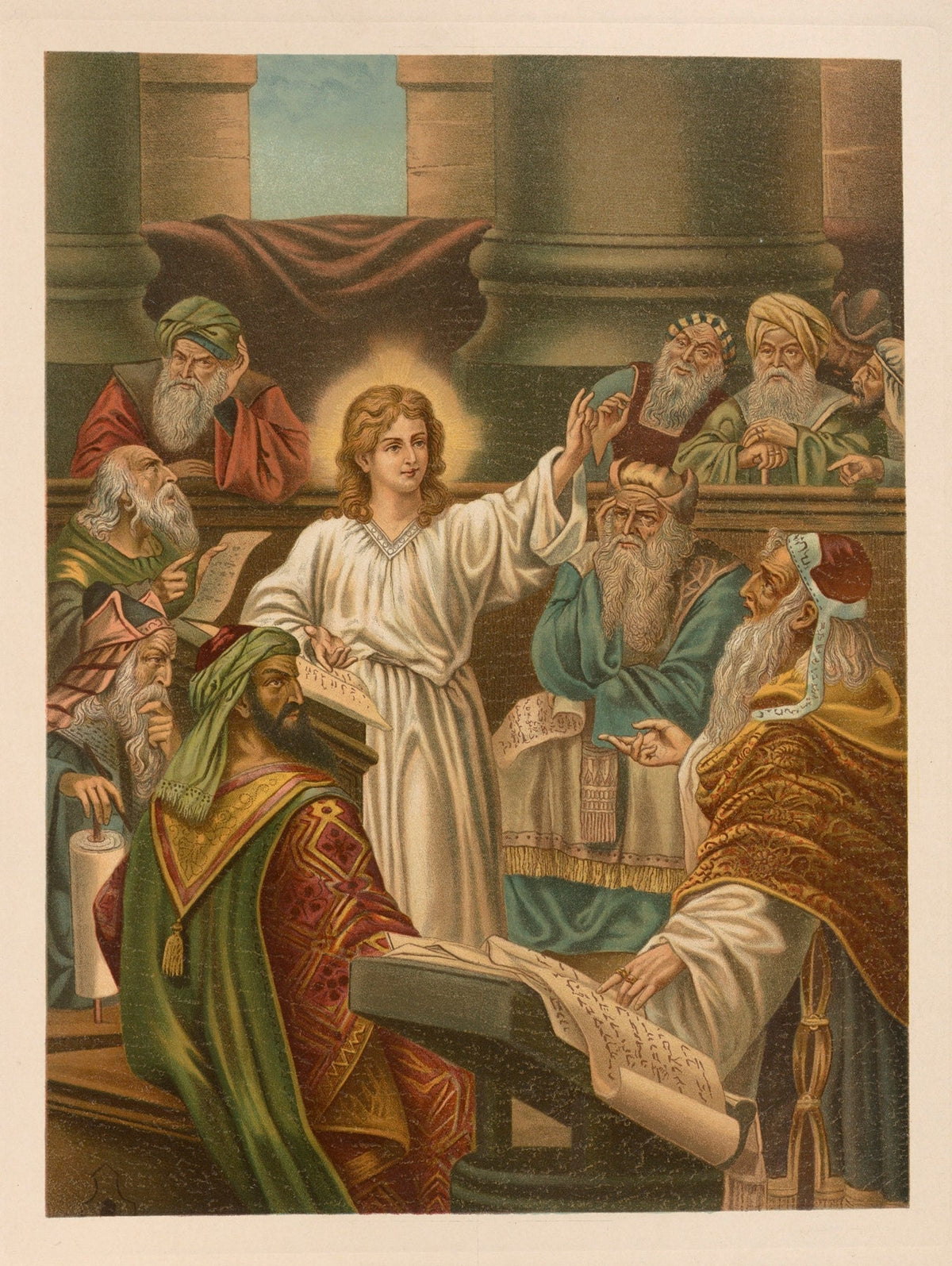 Jesus teaching in the temple Catholic artwork