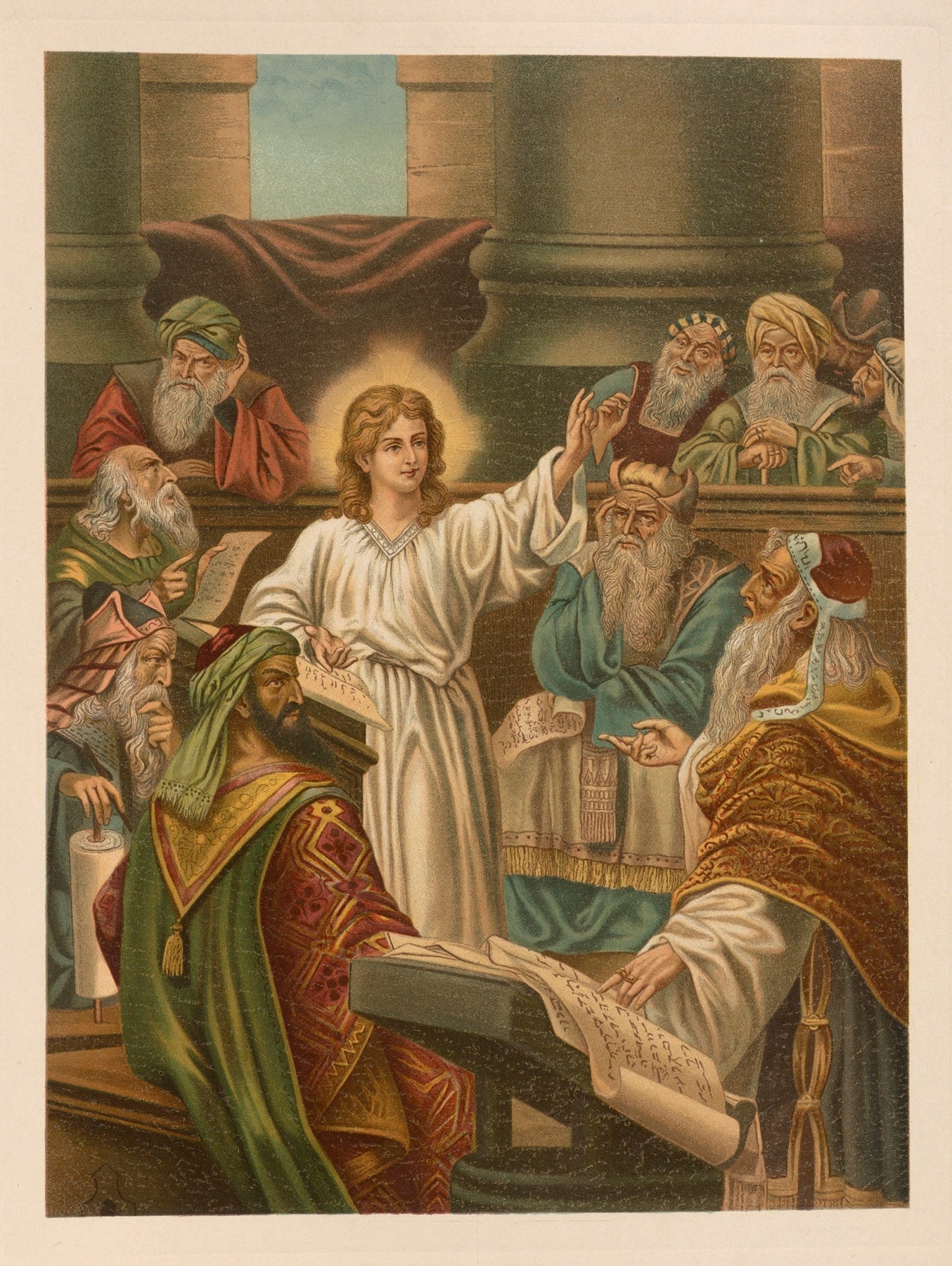 Jesus teaching in the temple Catholic artwork