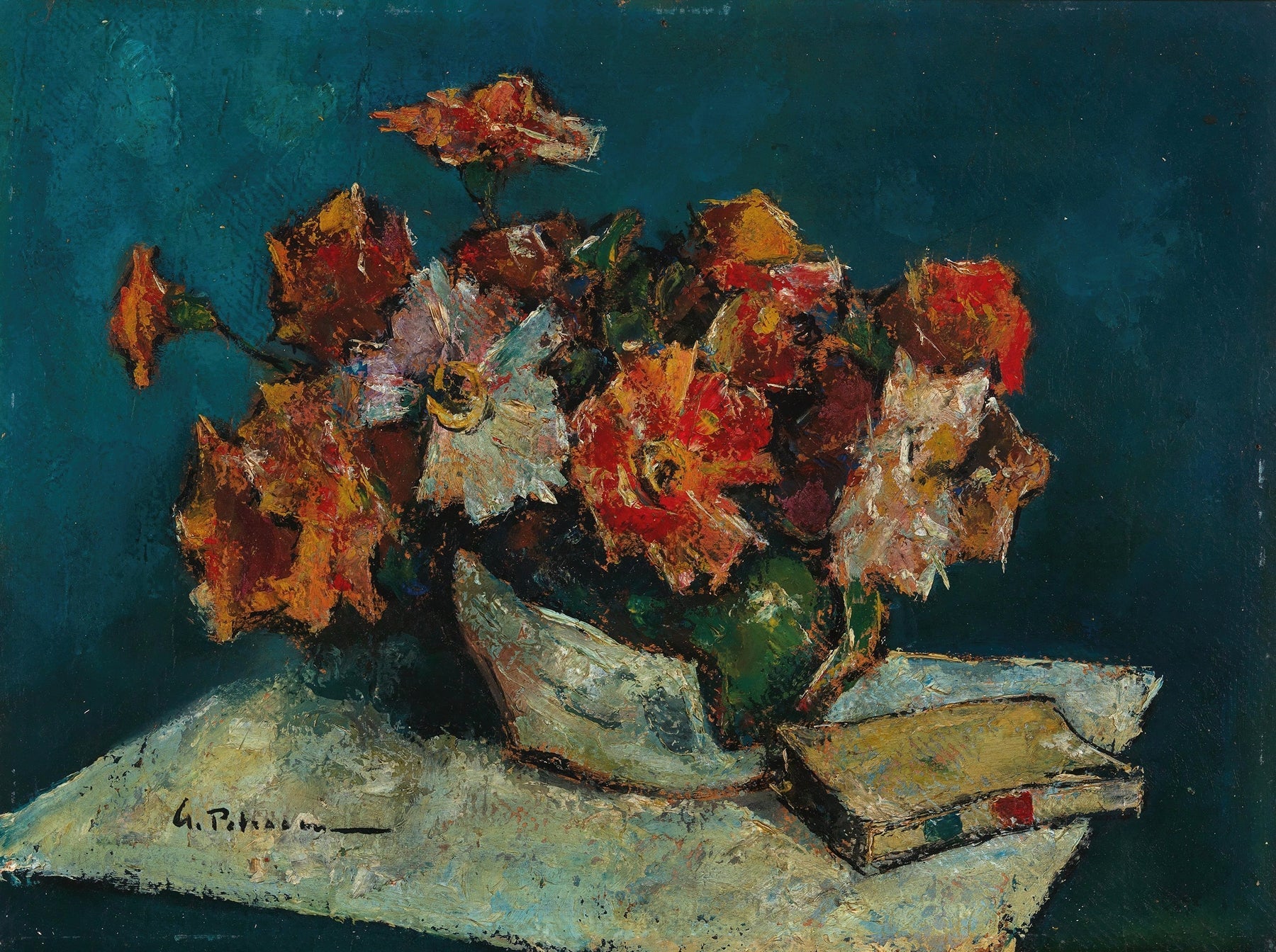 Still Life with Flowers and a Book fine artwork
