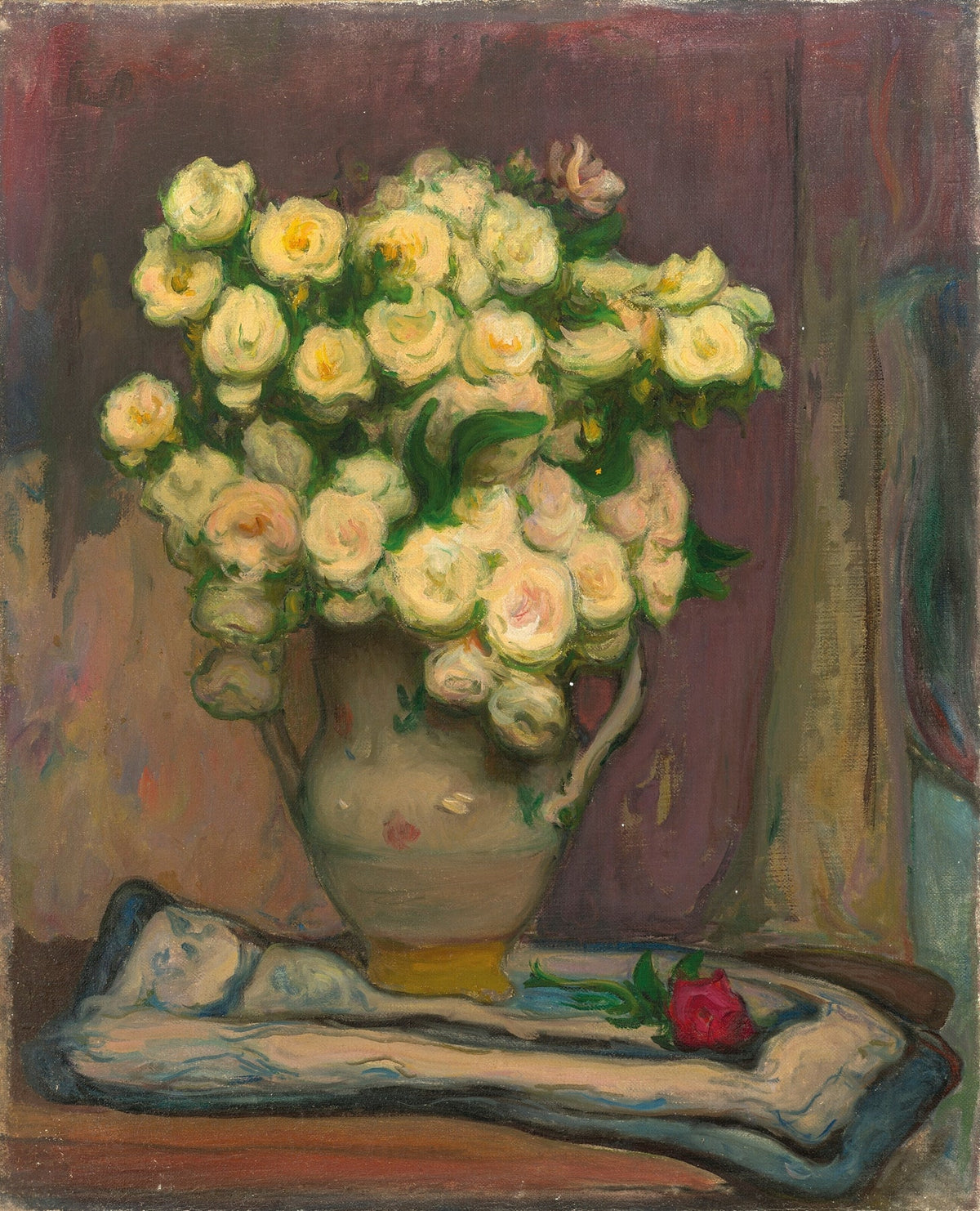 Vase de petites roses blanches fine artwork