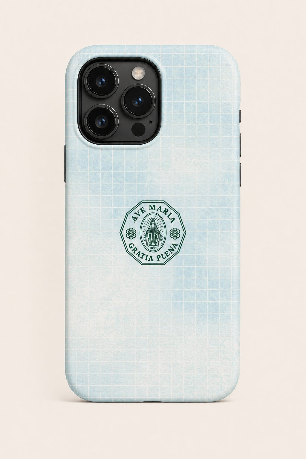 Aqua Linen Grid Phone Case