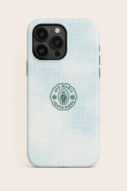 Aqua Linen Grid Phone Case