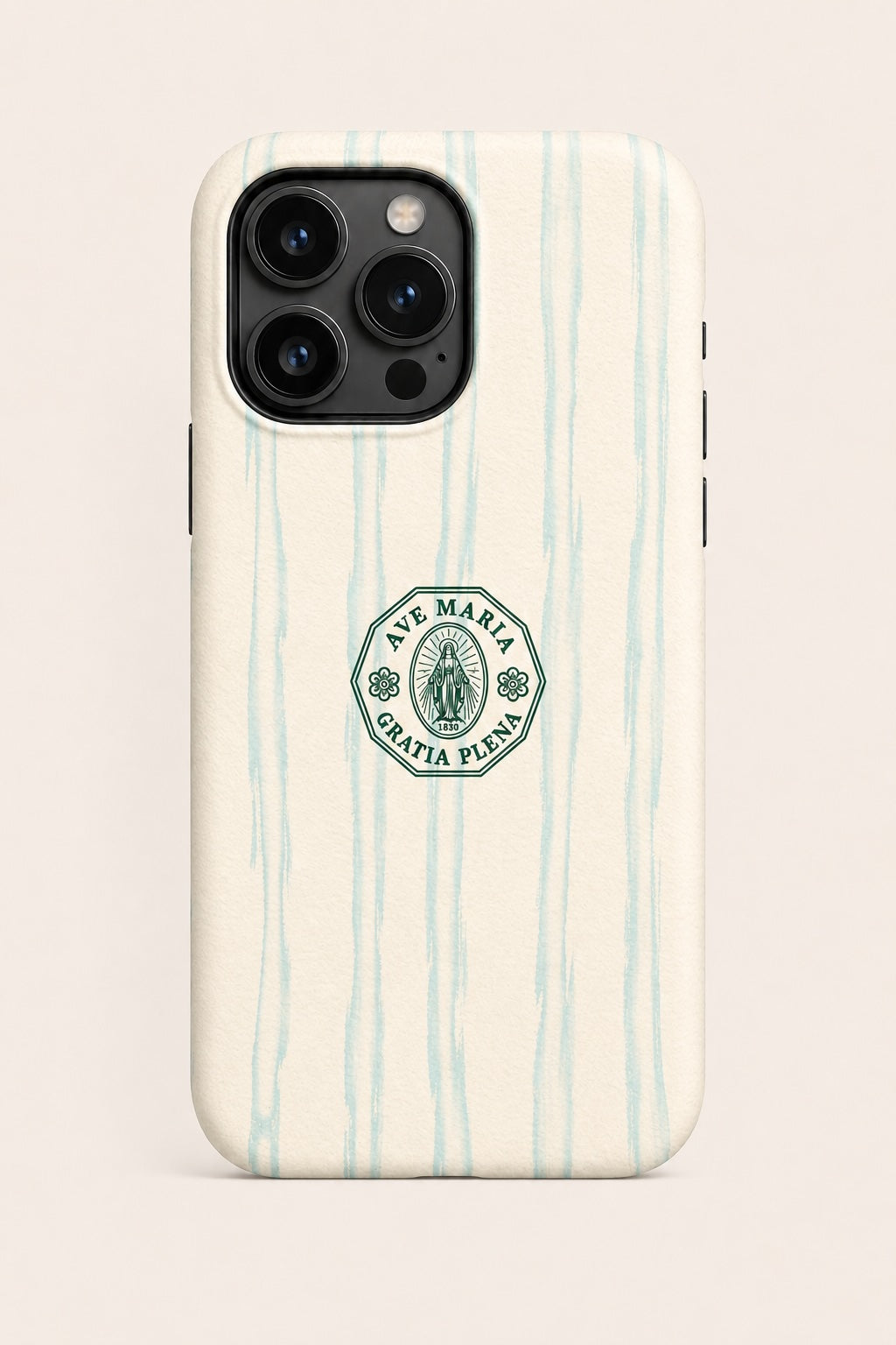 Aqua Ticking Stripe Phone Case