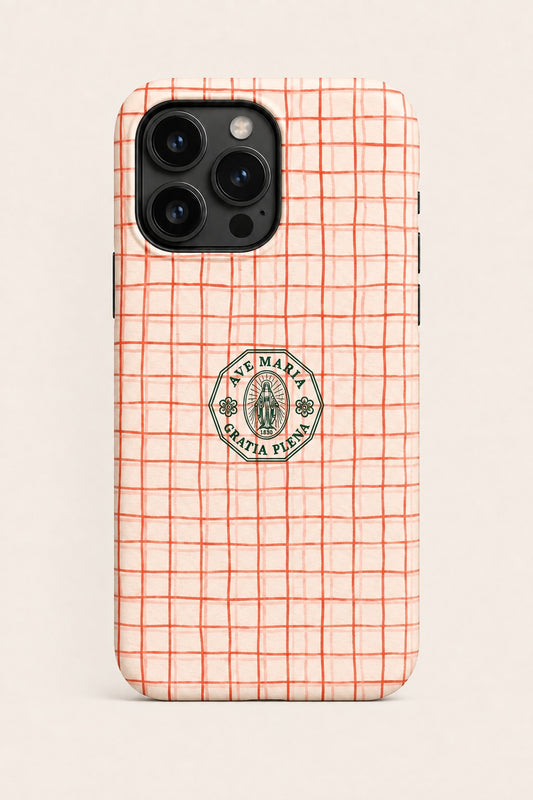 Coral Windowpane Phone Case