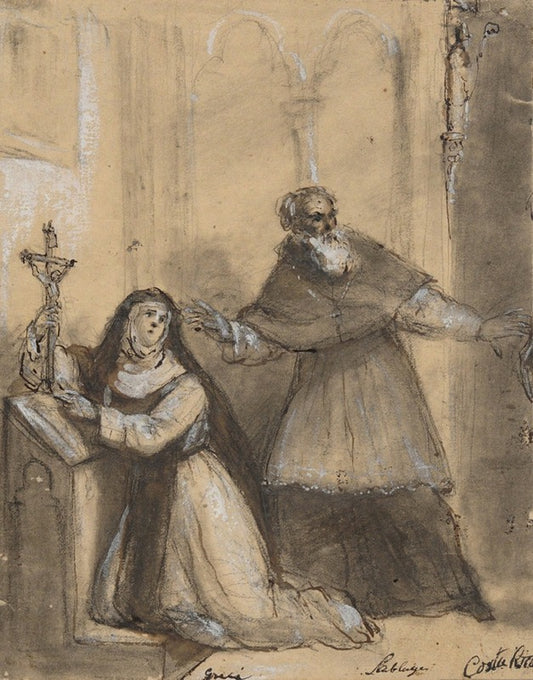 A Nun and a Monk in a Chapel