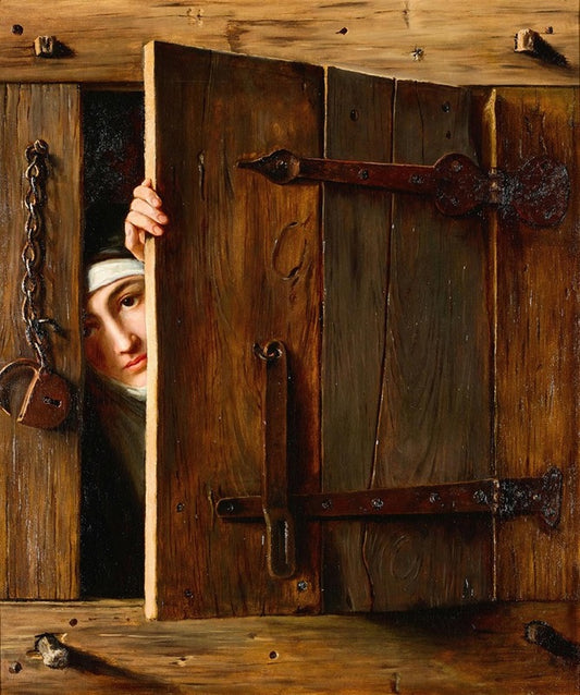 A Trompe L’Œil with a Young Nun Peeking Out Through a Shutter